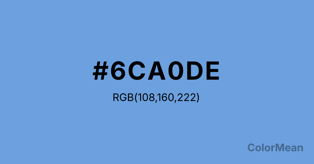 Color swatch image showing #6CA0DE with RGB(108,160,222) values