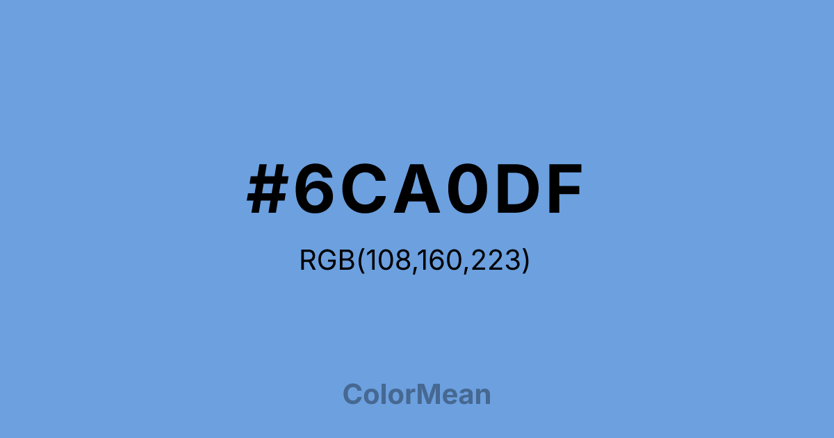 Color swatch image showing #6CA0DF with RGB(108,160,223) values