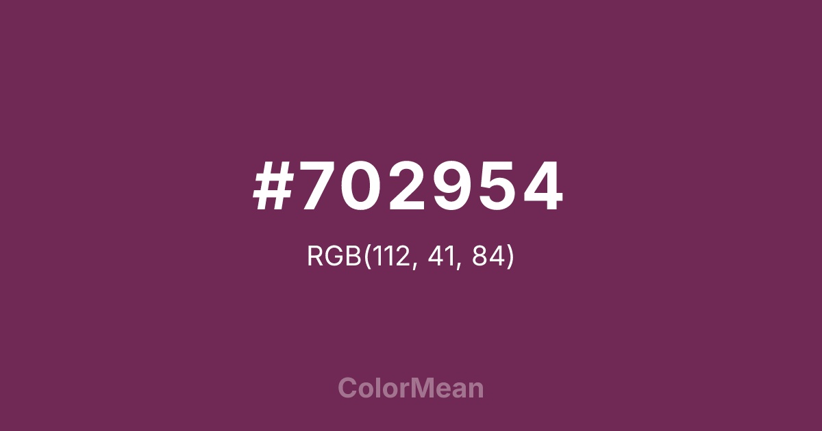 Color swatch image showing #702954 with RGB(112,41,84) values