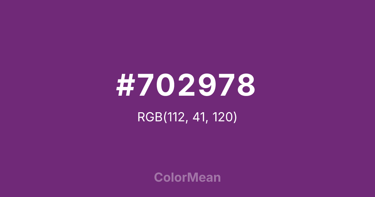 Color swatch image showing #702978 with RGB(112,41,120) values
