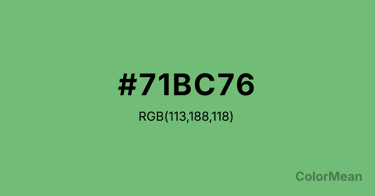 Color swatch image showing #71BC76 with RGB(113,188,118) values