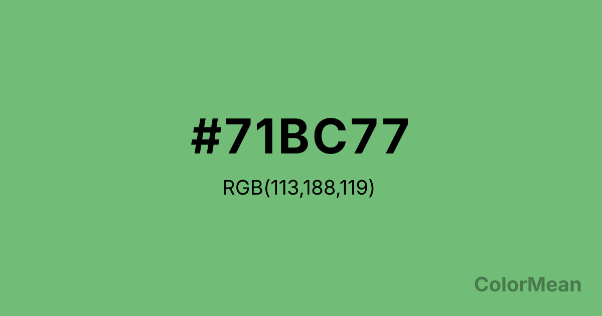 Color swatch image showing #71BC77 with RGB(113,188,119) values