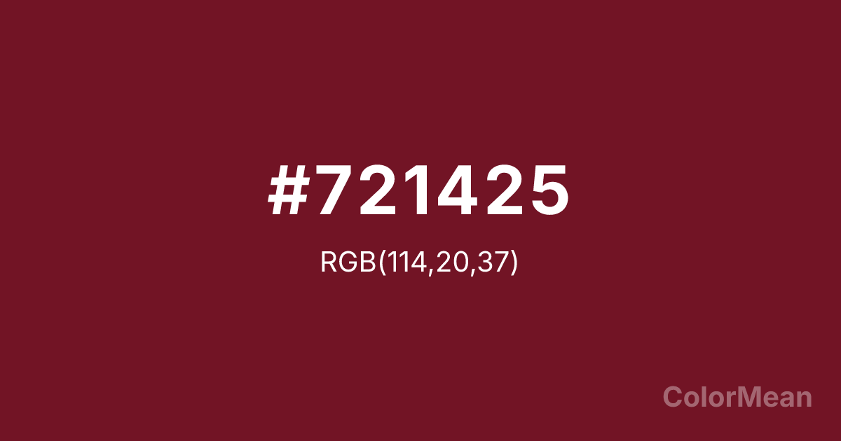 Color swatch image showing #721425 with RGB(114,20,37) values