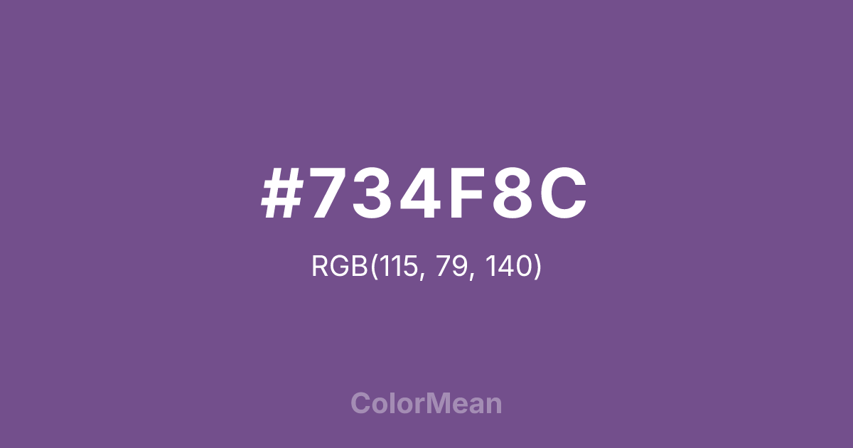 Color swatch image showing #734F8C with RGB(115,79,140) values