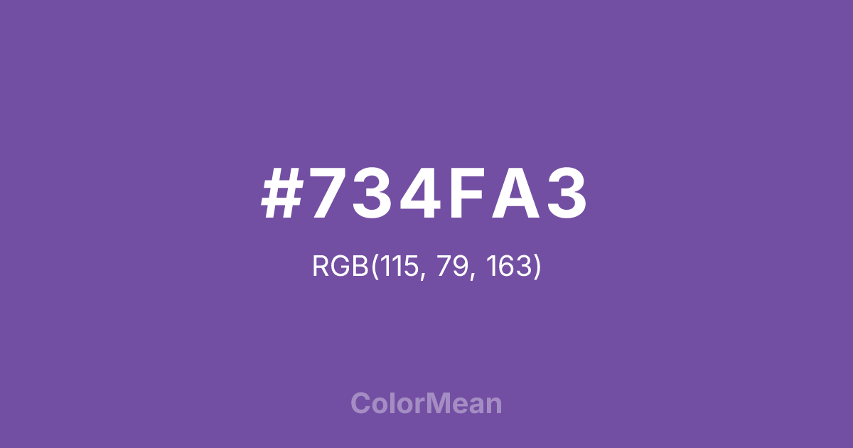 Color swatch image showing #734FA3 with RGB(115,79,163) values