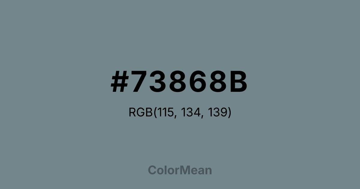 Color swatch image showing #73868B with RGB(115,134,139) values