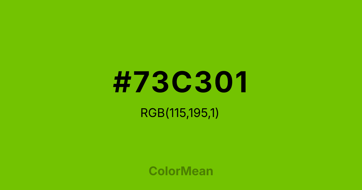 Color swatch image showing #73C301 with RGB(115,195,1) values