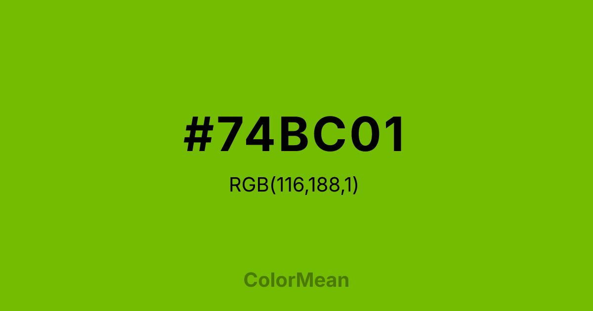 Color swatch image showing #74BC01 with RGB(116,188,1) values