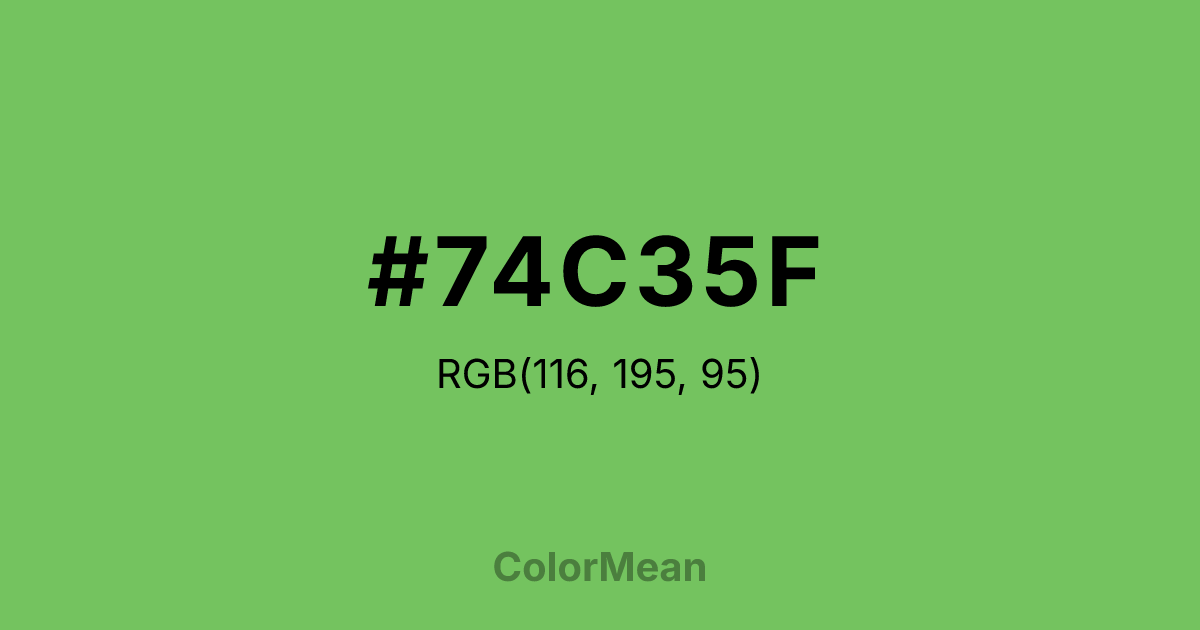 Color swatch image showing #74C35F with RGB(116,195,95) values