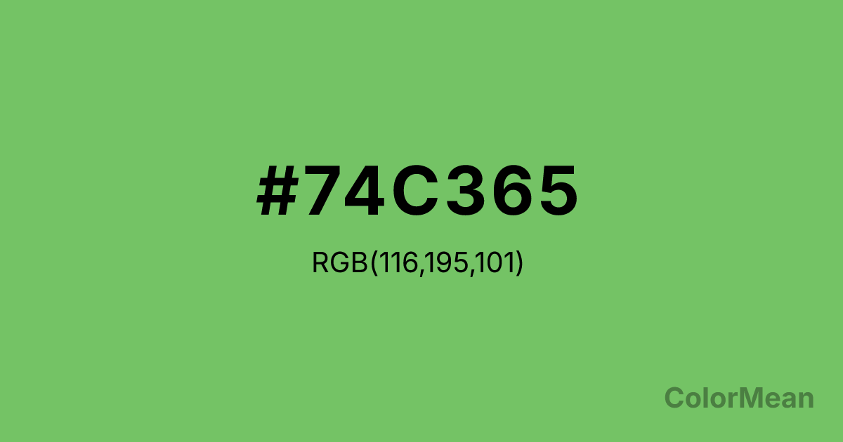 Color swatch image showing Mantis (#74C365) with RGB(116,195,101) values