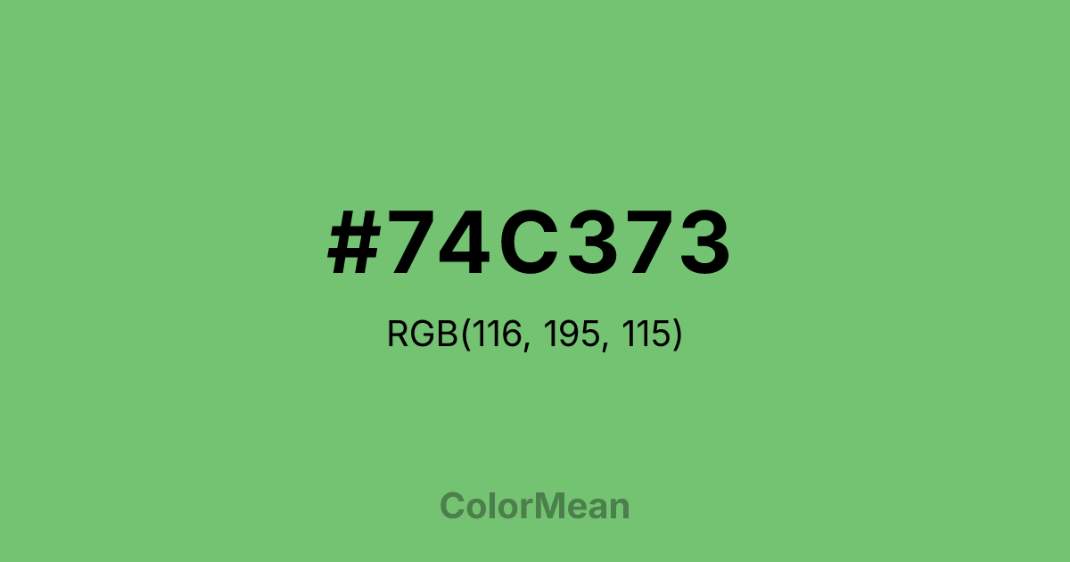 Color swatch image showing #74C373 with RGB(116,195,115) values
