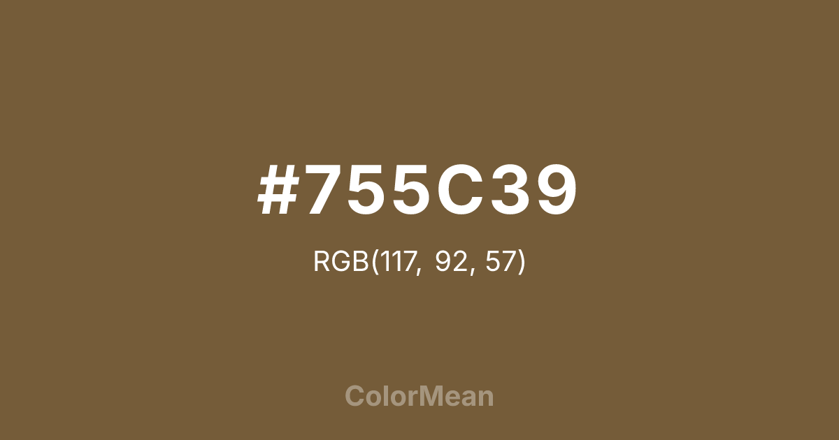 Color swatch image showing #755C39 with RGB(117,92,57) values