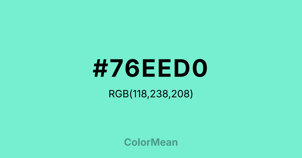 Color swatch image showing #76EED0 with RGB(118,238,208) values
