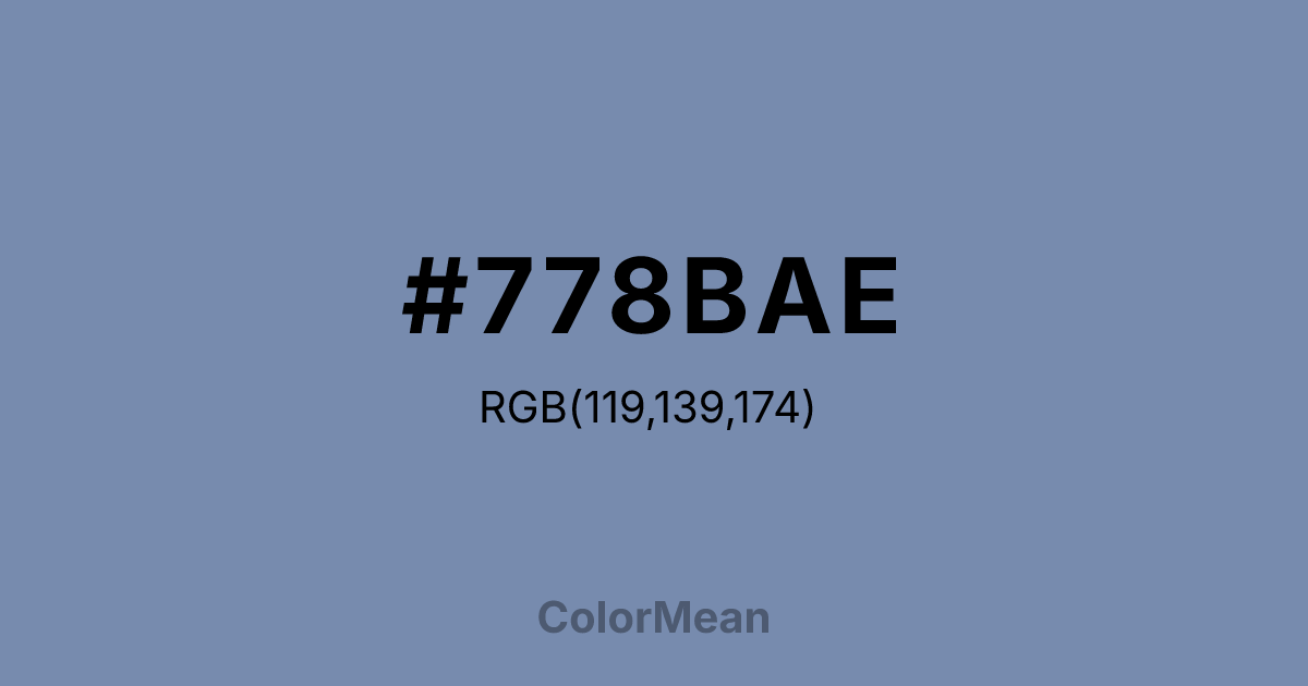 Color swatch image showing #778BAE with RGB(119,139,174) values