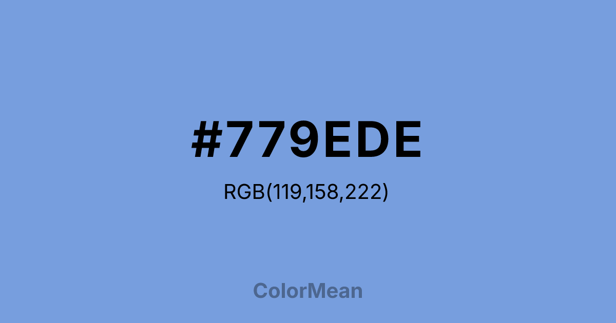 Color swatch image showing #779EDE with RGB(119,158,222) values