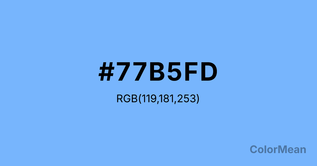 Color swatch image showing #77B5FD with RGB(119,181,253) values