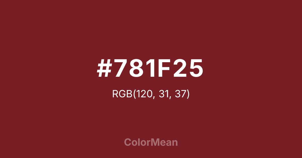 Color swatch image showing #781F25 with RGB(120,31,37) values