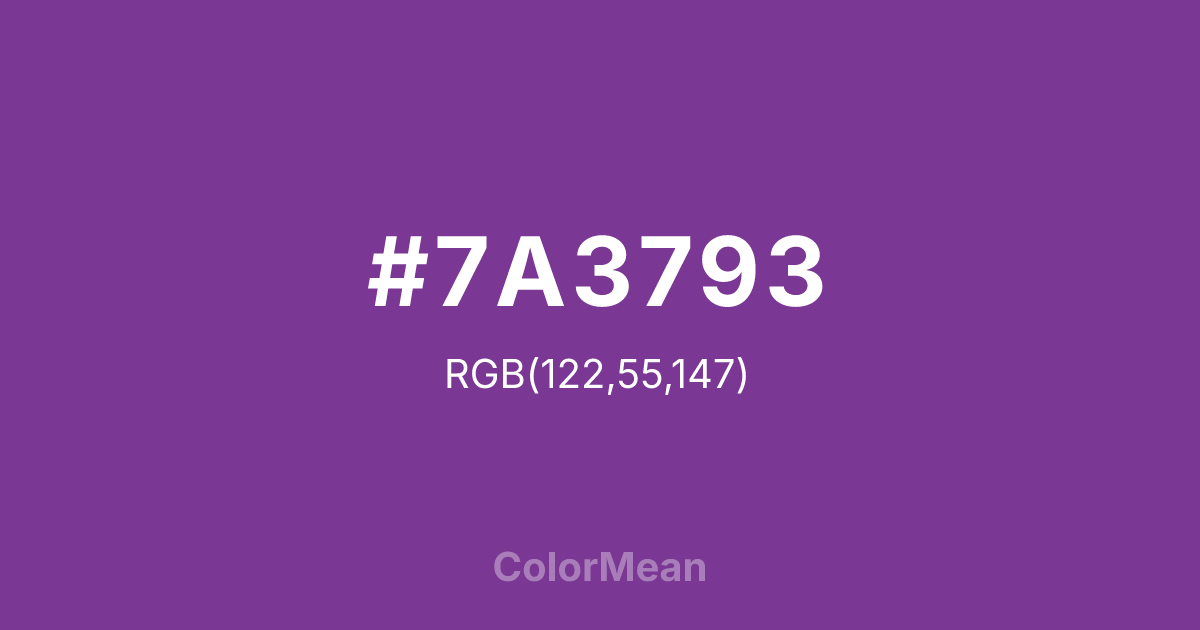 Color swatch image showing #7A3793 with RGB(122,55,147) values