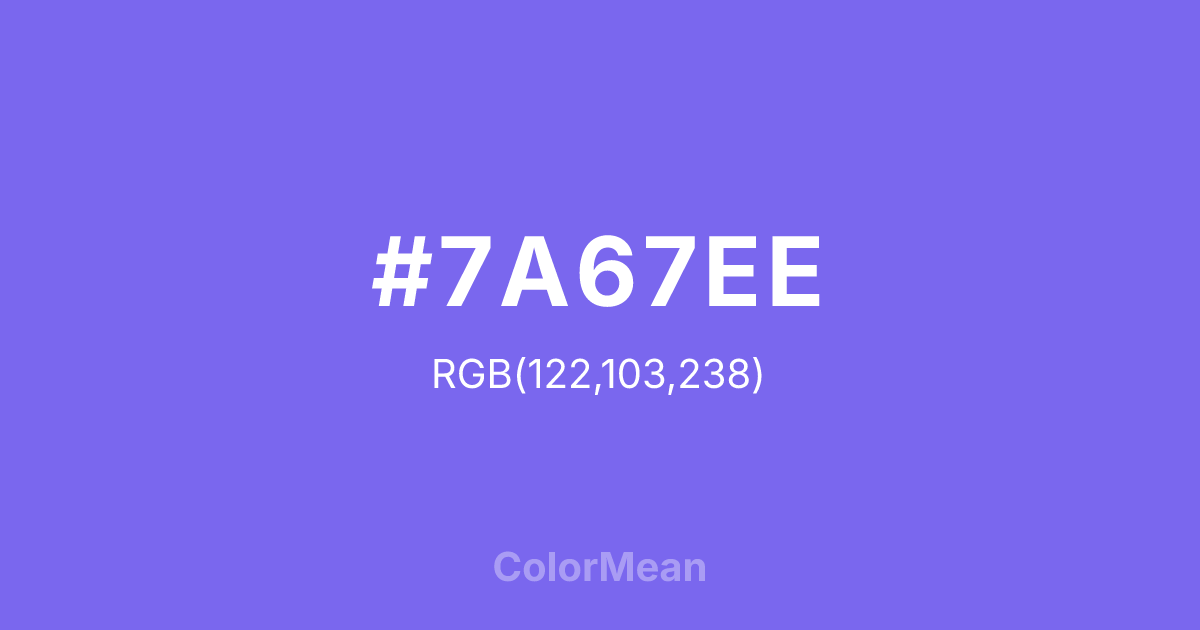Color swatch image showing Slate Blue 2 (#7A67EE) with RGB(122,103,238) values