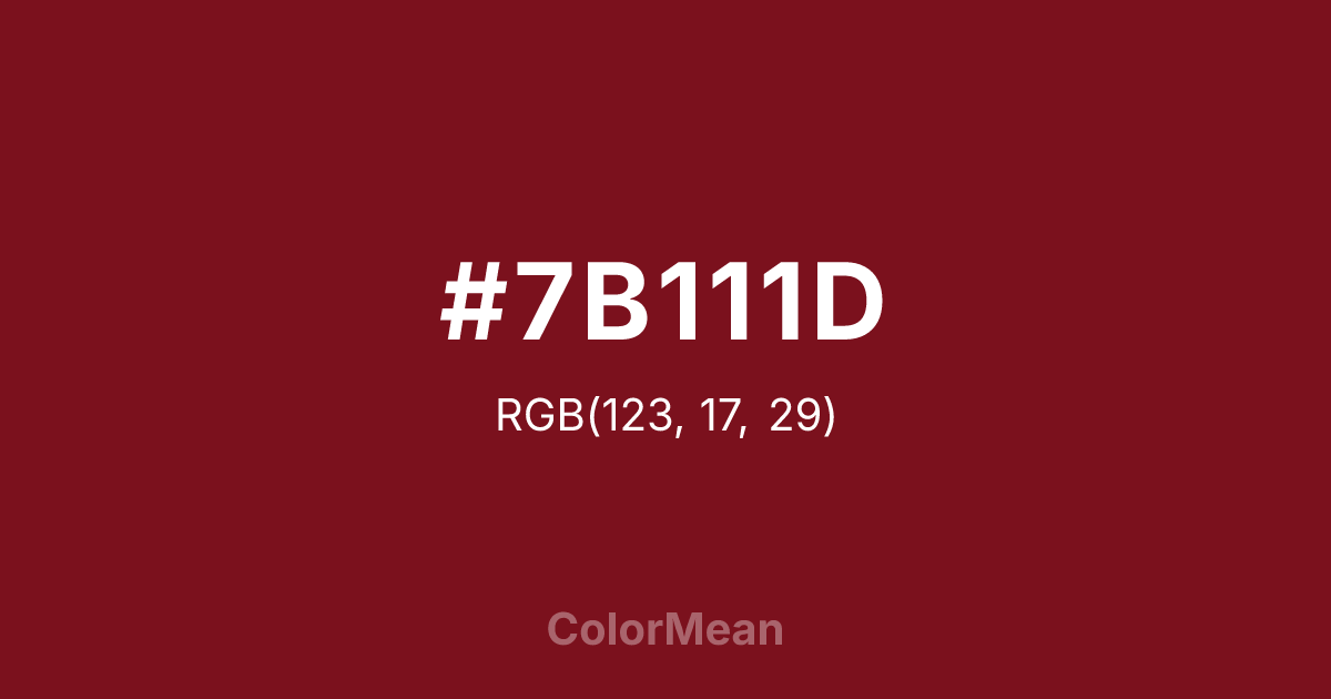 Color swatch image showing #7B111D with RGB(123,17,29) values