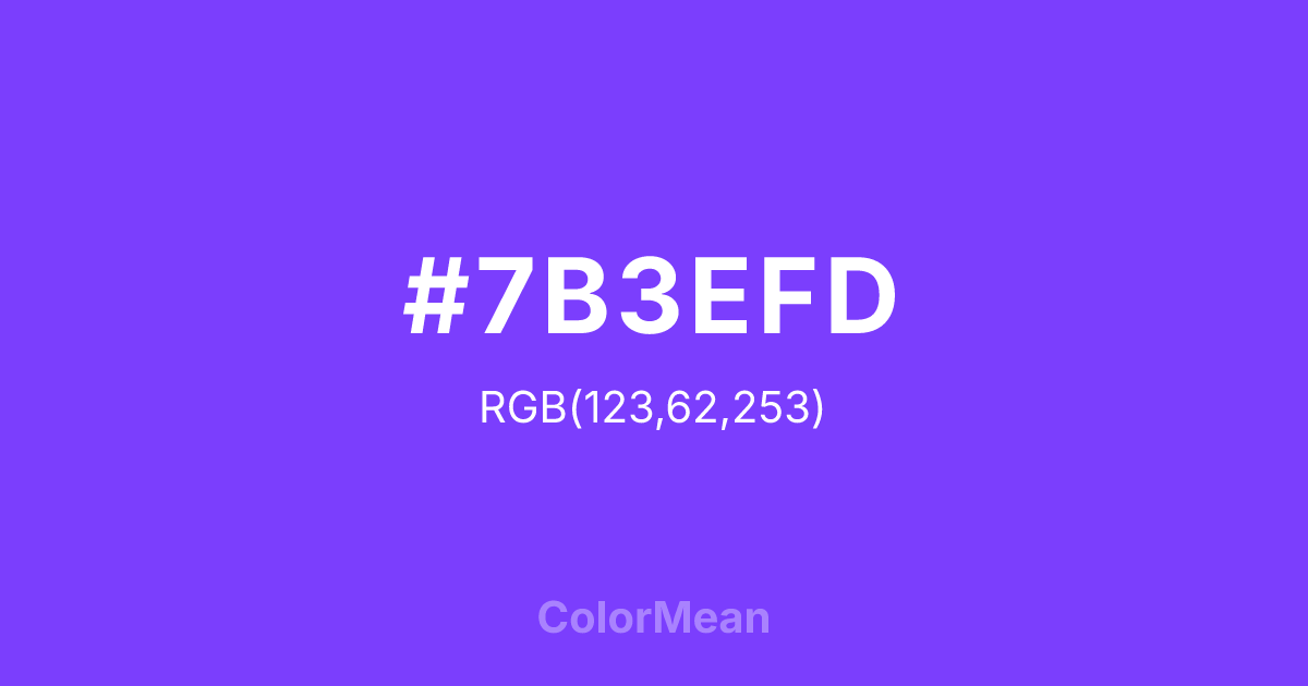 Color swatch image showing #7B3EFD with RGB(123,62,253) values
