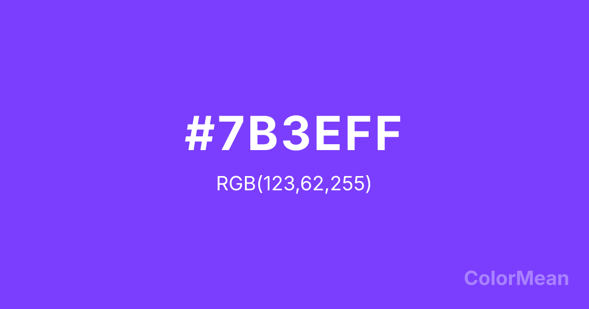 Color swatch image showing #7B3EFF with RGB(123,62,255) values