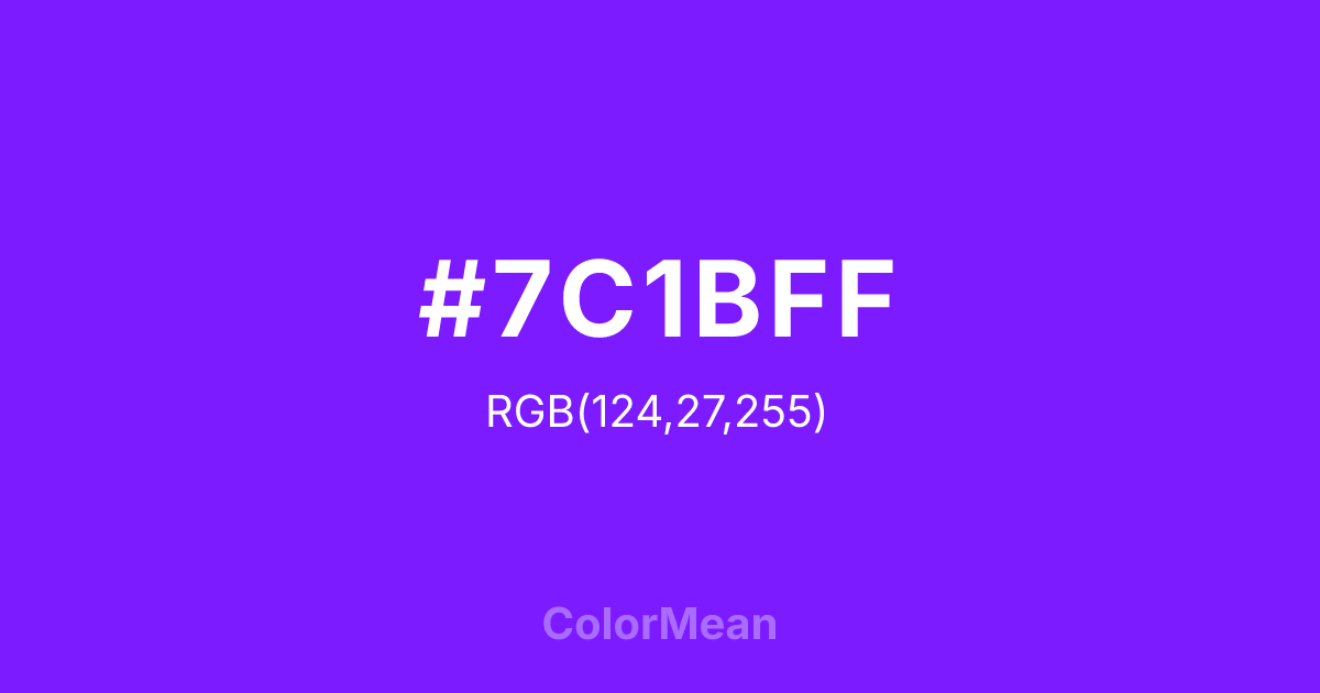 Color swatch image showing #7C1BFF with RGB(124,27,255) values