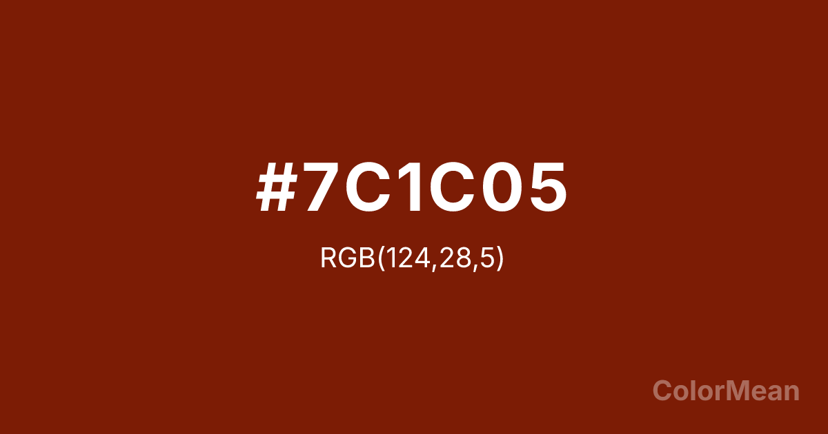 Color swatch image showing Kenyan Copper (#7C1C05) with RGB(124,28,5) values