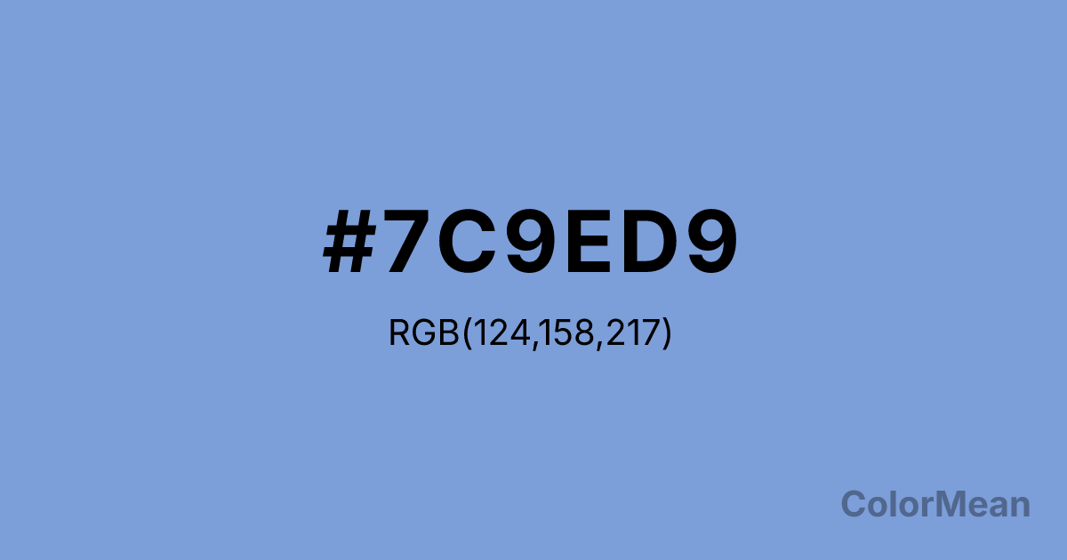 Color swatch image showing Vista Blue (#7C9ED9) with RGB(124,158,217) values