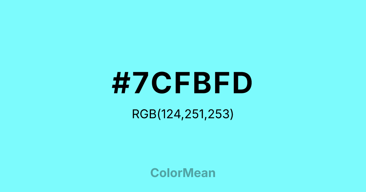 Color swatch image showing #7CFBFD with RGB(124,251,253) values