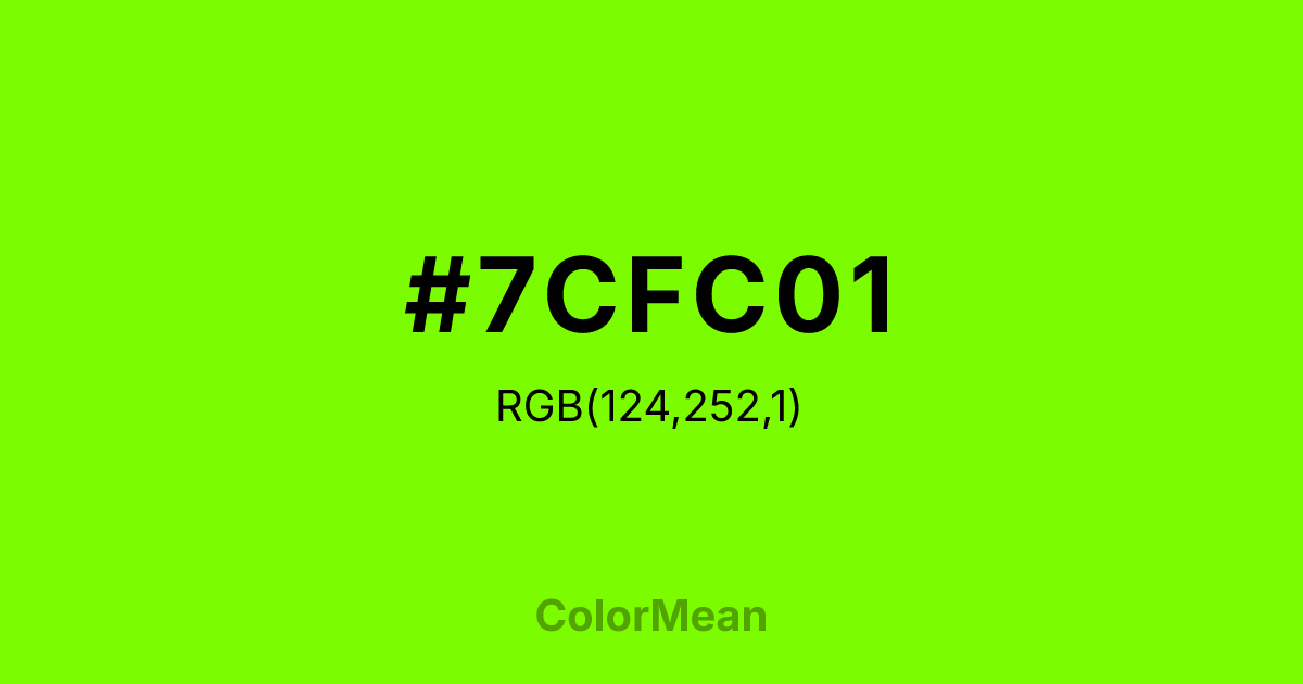 Color swatch image showing #7CFC01 with RGB(124,252,1) values