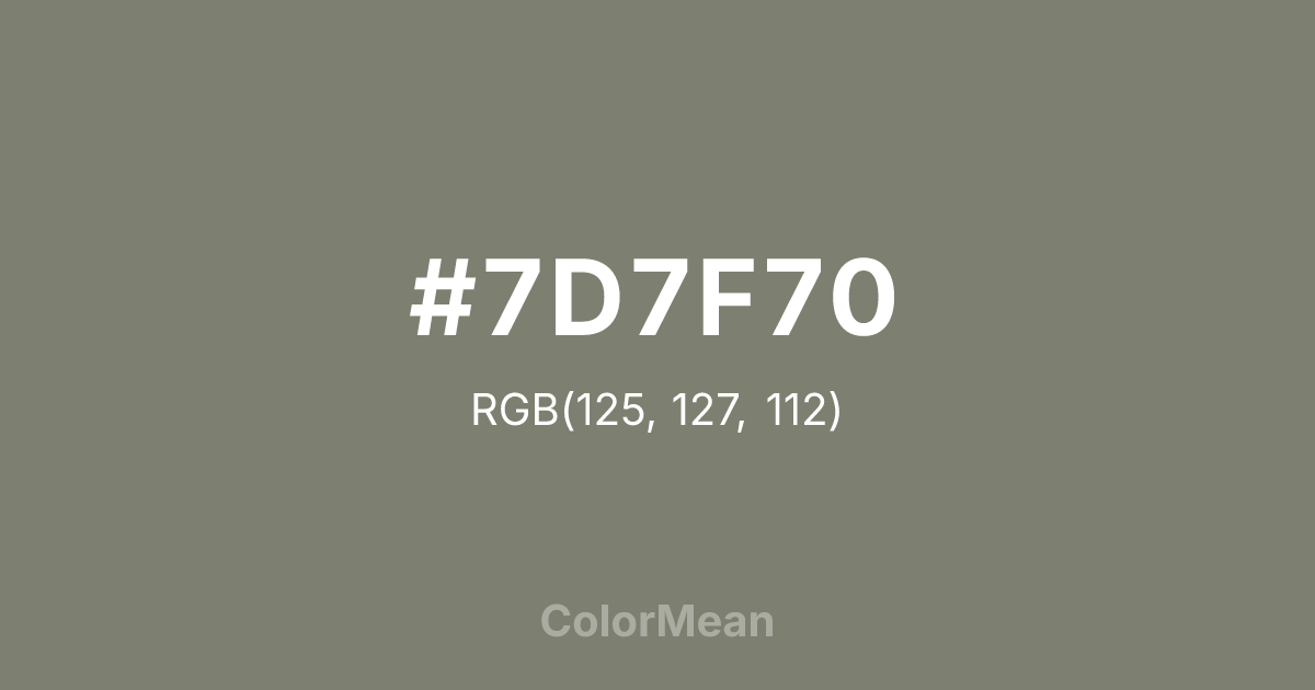 Color swatch image showing #7D7F70 with RGB(125,127,112) values