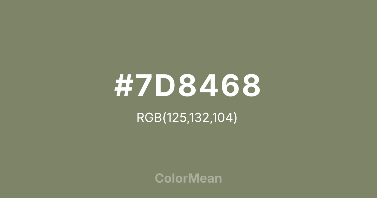 Color swatch image showing #7D8468 with RGB(125,132,104) values