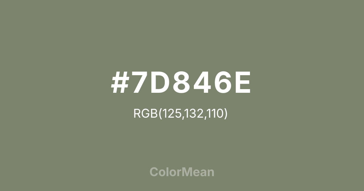 Color swatch image showing #7D846E with RGB(125,132,110) values