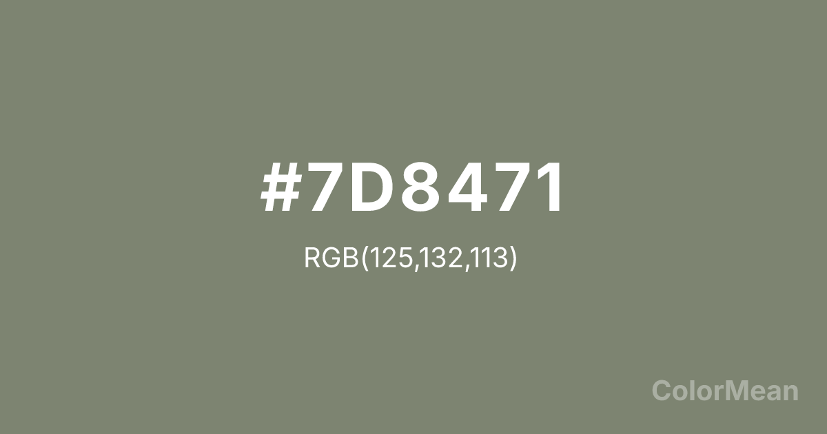 Color swatch image showing Cement Grey (#7D8471) with RGB(125,132,113) values
