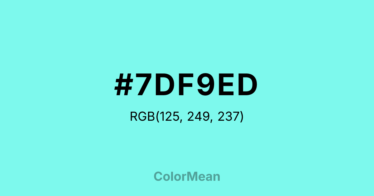 Color swatch image showing #7DF9ED with RGB(125,249,237) values