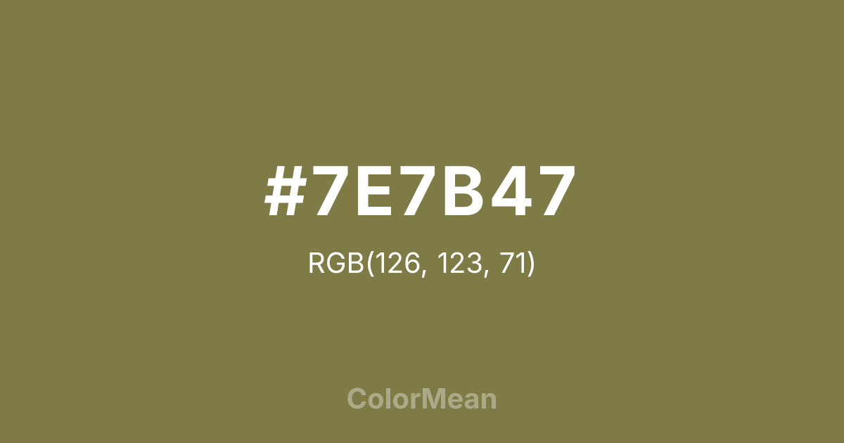 Color swatch image showing #7E7B47 with RGB(126,123,71) values