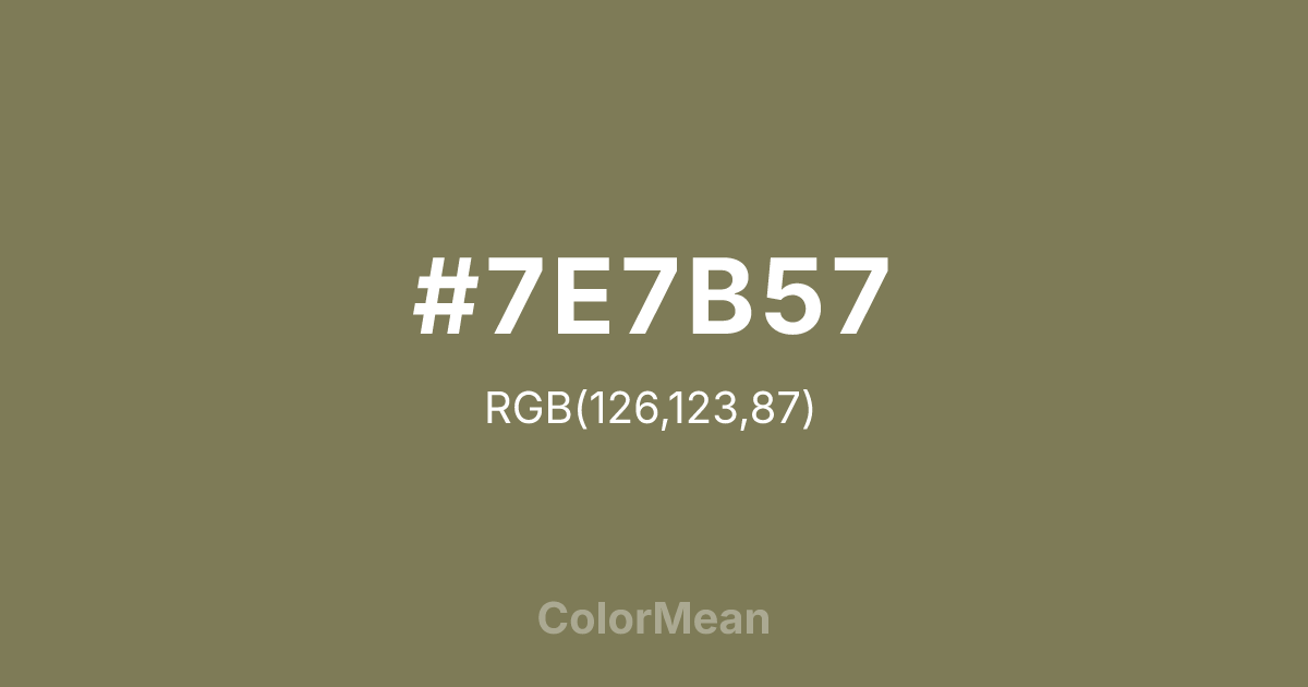 Color swatch image showing #7E7B57 with RGB(126,123,87) values