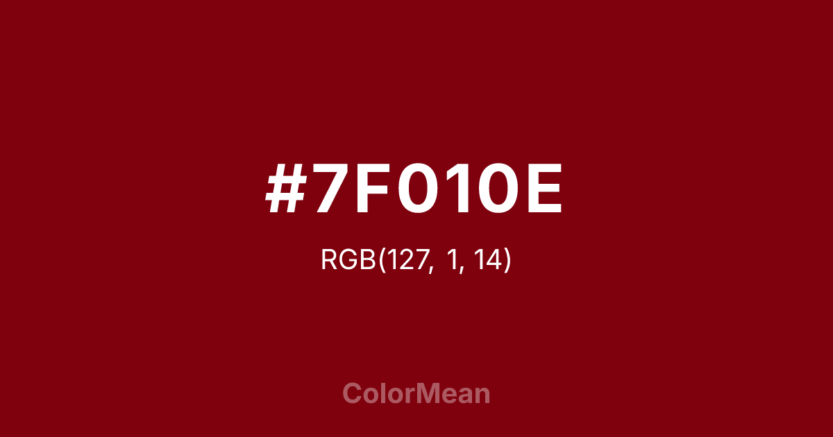Color swatch image showing #7F010E with RGB(127,1,14) values