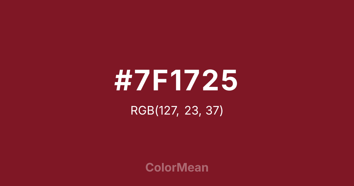 Color swatch image showing #7F1725 with RGB(127,23,37) values