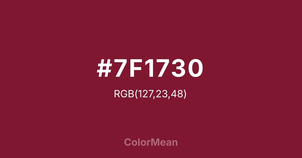 Color swatch image showing #7F1730 with RGB(127,23,48) values