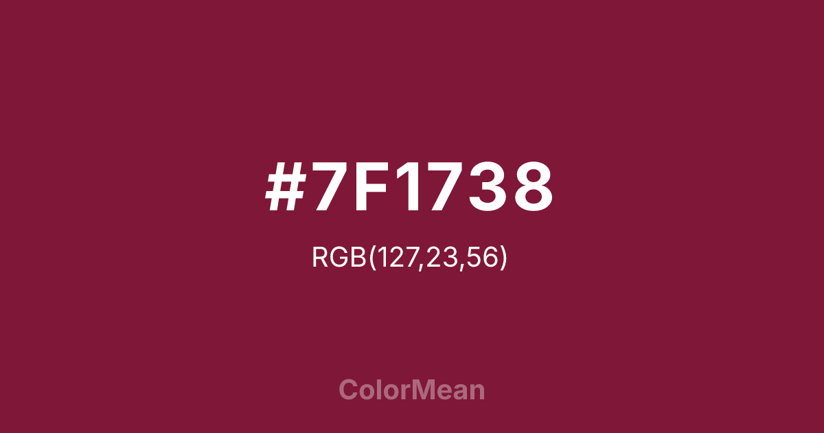 Color swatch image showing #7F1738 with RGB(127,23,56) values