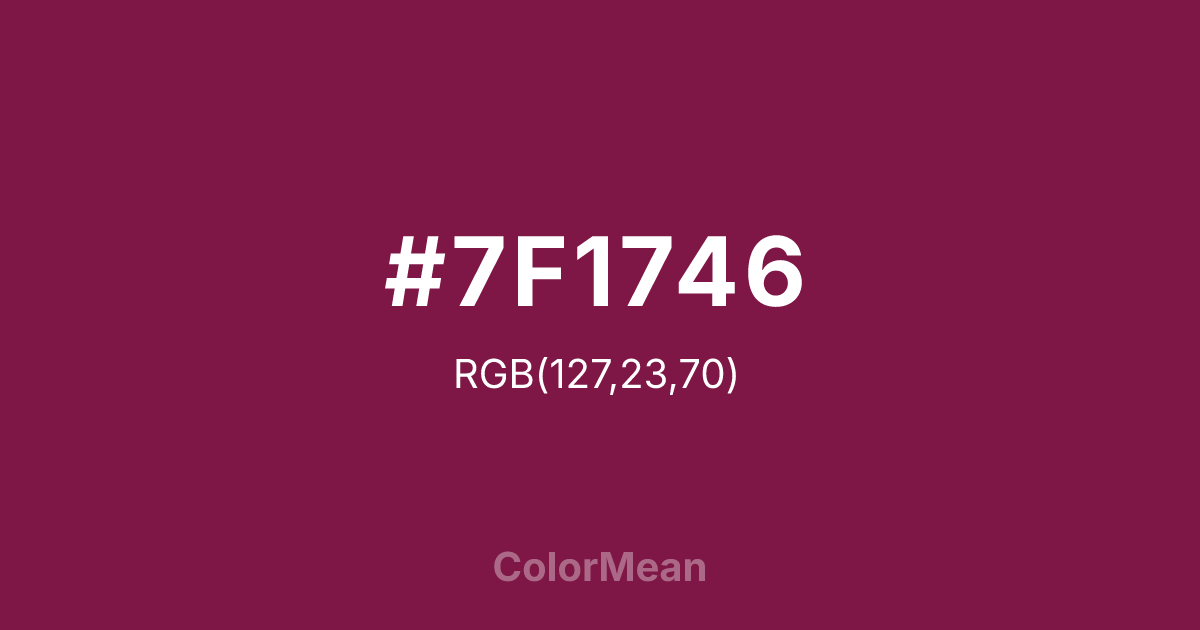 Color swatch image showing #7F1746 with RGB(127,23,70) values