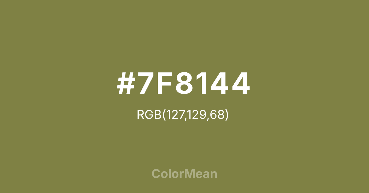 Color swatch image showing #7F8144 with RGB(127,129,68) values