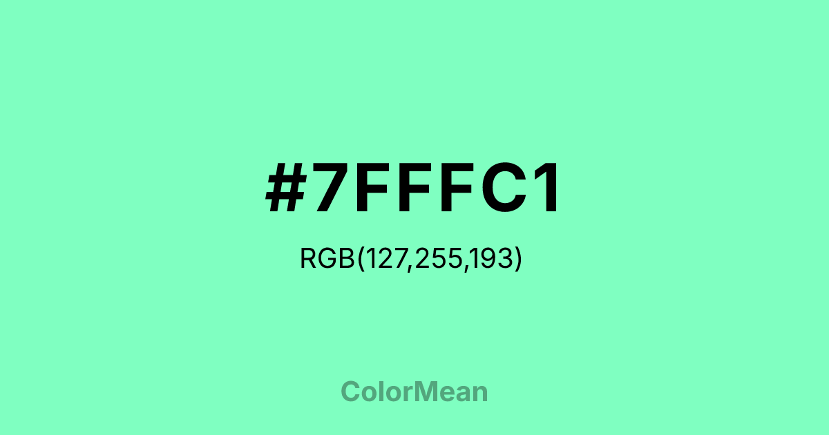 Color swatch image showing #7FFFC1 with RGB(127,255,193) values