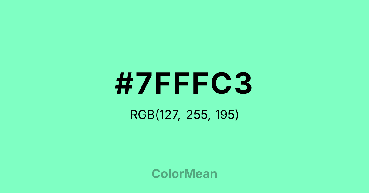 Color swatch image showing #7FFFC3 with RGB(127,255,195) values