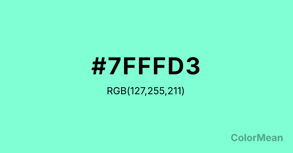 Color swatch image showing #7FFFD3 with RGB(127,255,211) values