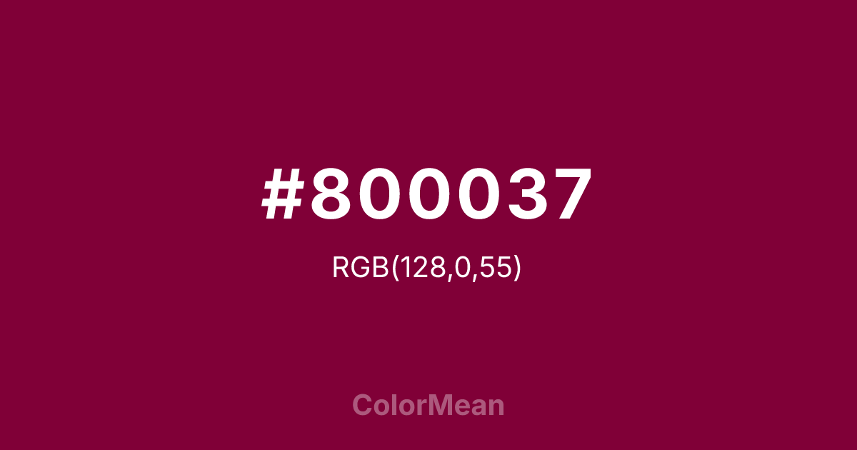 Color swatch image showing #800037 with RGB(128,0,55) values