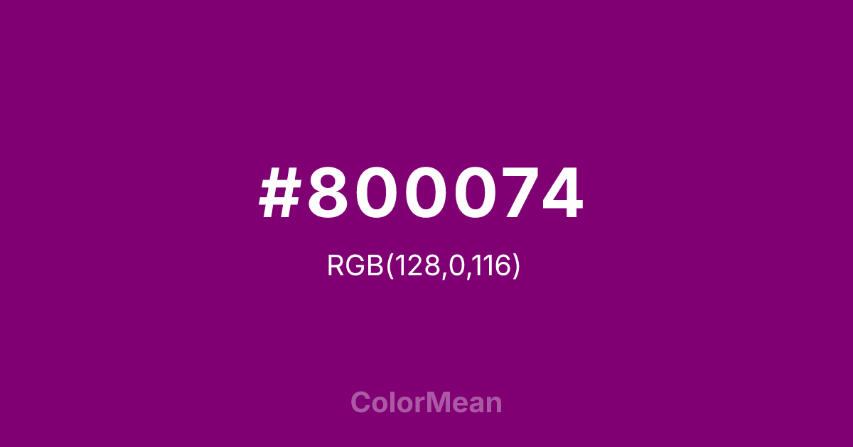 Color swatch image showing #800074 with RGB(128,0,116) values