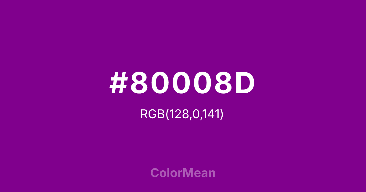 Color swatch image showing #80008D with RGB(128,0,141) values